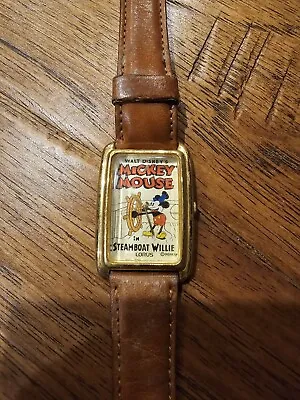 Lorus Walt Disney Mickey Mouse Steamboat Willie Watch Leather Strap • $38