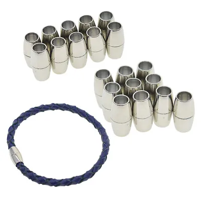 20 Sets Barrel Magnetic Clasp Tube End Caps Lock 4/5mm Round Leather Cord • £8.39