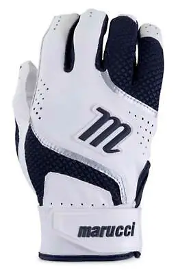 Marucci Code Adult Batting Gloves Leather Palm & Mesh Back - Navy Blue/White • $30.32