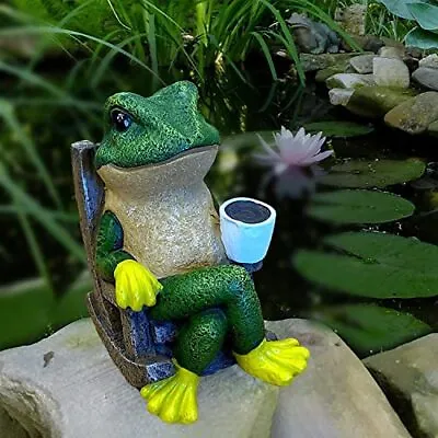 The Enchanted Garden Relaxing Frog Outdoor Statues Garden Decor For Outside  • $35.05