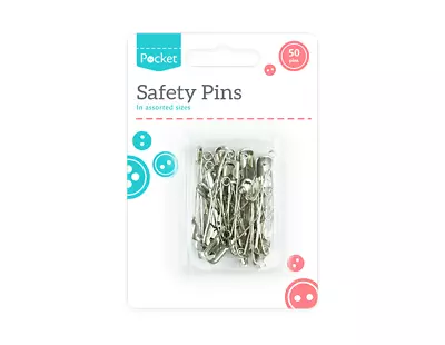 50Pc X Assorted Steel Safety Pins Small-Large Size Hemming Craft Dressmaking UK • £2.07
