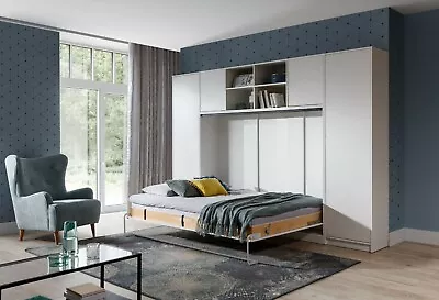 Double Horizontal Wall Bed Murphy Bed Hidden Bed With Cabinets Wardrobe • £298