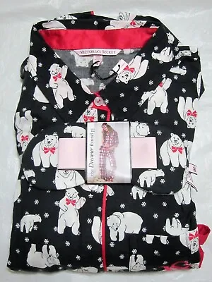 Victoria Secret COTTON FLANNEL POLA BEAR EYE MASK SHIRT PANT PAJAMAS GIFT SET M • $49.99