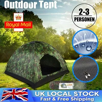 Waterproof Pop Up Tent Outdoor Camouflage UV Protection Camping Tent 1/2 People • £19.89