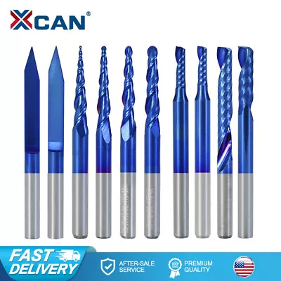 10pcs End Mills CNC Router Bits 1/8  Shank CNC Cutter Milling Carving Bit Set • $22.99