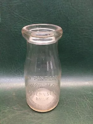 Vtg Winnisquam Farm Waterbury VT Dairy Half Pint Embossed Glass Milk Bottle • $18