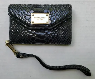 Michael Kors Black Python Clutch Wallet Apple IPhone Genuine Leather MSRP $80 • $31.63
