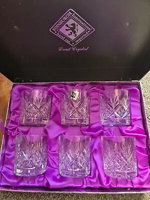 6x Etched Edinburgh Crystal Tay Cut Whisky Tumblers. Boxed • £40