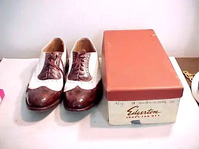 Vintage Edgerton Packard Shoes In Original Box  Brown & White Wing Tips • $23