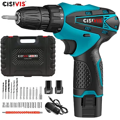 12V Cordless Drill Electric Screwdriver Power Driver Combi Drills Kit +2 Battery • £22.99