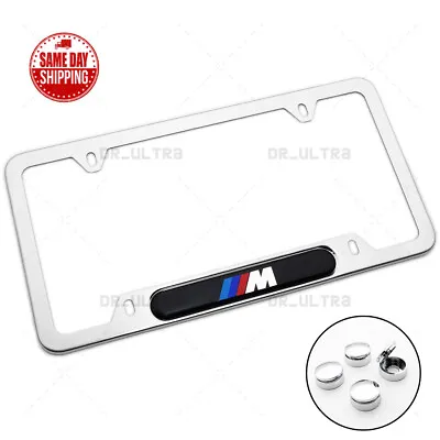 BMW M Power Sport Front Rear License Frame Plate Cover Stainless Steel Chrome • $24.99