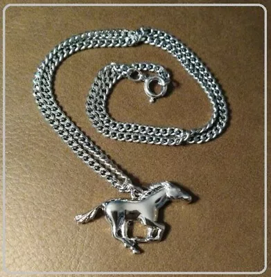 AlwaysHandCrafted MUSTANG Necklace - Small Silver Galloping Horse Pendant 20  • $12.95