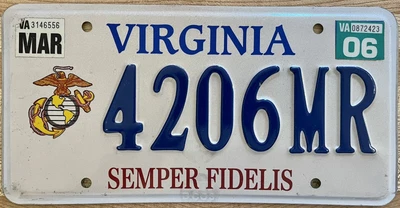 $49.99 • Buy Virginia Va Us Marines Military License Plate Weed Stoner Number 420 4206mr