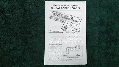 Lionel # 362 Barrel Loader Instructions Original  • $10.99