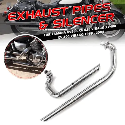 For Yamaha Virago 535 XV535 XV400 1988-2004 Exhaust Pipes Full System Silencers • $99.89