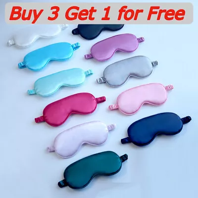 $5.38 • Buy Pure Soft Silk EyeShade Sleep Eye Mask Cover Blindfold Light Shade Travel Relax