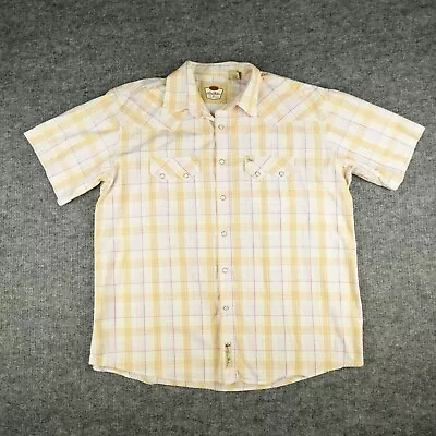 Larry Mahan Shirt Mens XXL 2XL Yellow Cowboy Collection Pearl Snap Pockets- • $23.75