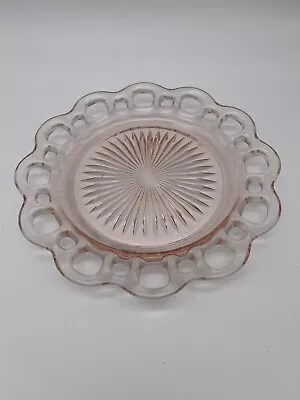 Vintage Pink Glass Old Colony / Lace Edge Luncheon Plate Hocking Glass Co. USA • $14.99