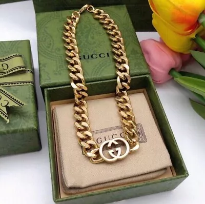 GUCCI Interlocking G Choker Necklace In Gold Tone Metal—16” | Vintage | NWOT • $298