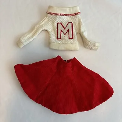 Vintage Barbie Cheerleader #0876 Red Corduroy Skirt 1964 Sweater • $4.99