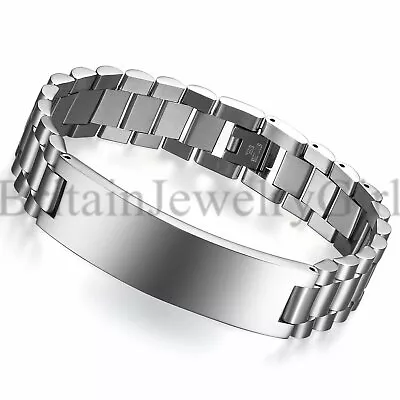 8.3  Heavy Mens Silver Tone Biker Motorcycle ID Stainless Steel Bracelet *15MM • $11.89