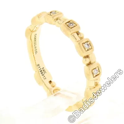 Gabriel & Co. 14k Gold 0.08ctw Round Diamond Square Station Stackable Band Ring • $396.80