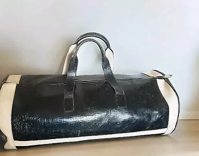 Marc Marmel Cilinder Duffle Bag Crackle Black & White Leather • $200