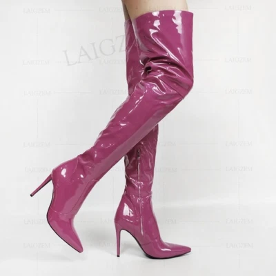 £153.07 • Buy Women Thigh High Boots Patent Shiny Stiletto High Heels Party Shoes Large Size
