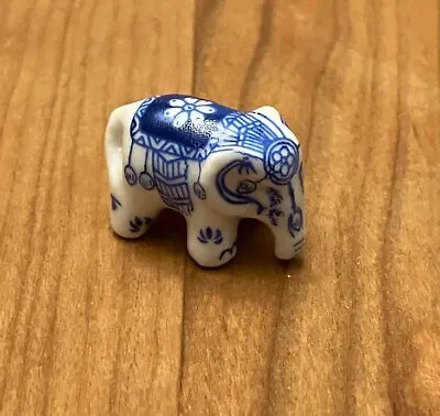 Miniature Delft Blue And White Elephant Dollhouse Ceramic Elephant  Zen Garden • $7.99