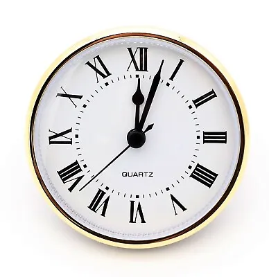 2 3/4  Quartz Clock Insert Fit Up Movement 70 Mm White Roman Dial GWR2.75 • $15.65