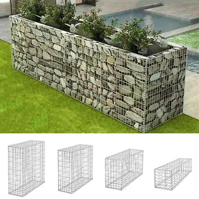 Steel Wire Mesh Gabion Stone Basket Retaining Wall Cage Raised Bed Planter Fence • £55.95