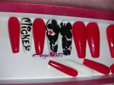 Press On Nails Handmade Minnie Mouse And Mickey • $15