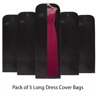 72  Long Dress Cover Bag Pack 5 Wardrobe Storage Bag Dust Cover Garment Bags • £24.99