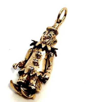 Moving Clown 9ct 9 Carat Gold Retro Vintage Charm Fob Pendant Circus Fairground • £279.99