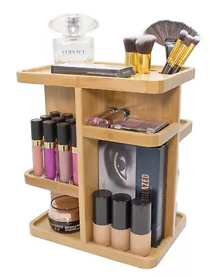 360° Bamboo Cosmetic Organizer Multi-Function Storage Carousel For Makeup • $14.60