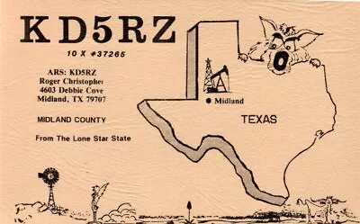 Midland Texas KD5RZ QSL Radio Card Postcard • $2.35