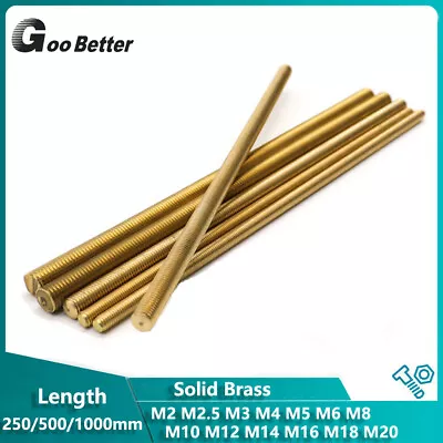 £1.87 • Buy Brass Threaded Bar Rod Studding M2 M2.5 M3 M4 M5 M6 M8 M10 M12 M14 M16 M18 M20