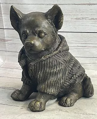 Bronze Metal Chihuahua Dog Sculpture Figurine Lost Wax Figurine Figure Original • $349