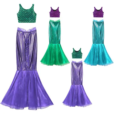 US Womens Role Play Dress Tulle Tank Top+Skirt Scoop Neck Mermaid Outfit Soft • $25.01