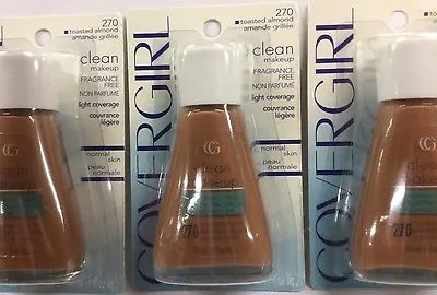 10 X CoverGirl Clean MakeUp Foundation TOASTED ALMOND #270 FRAGRANCE FREE NEW • £62.21