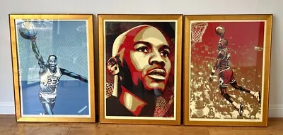 Michael Jordan Shepard Fairey 2009 HOF Signed Silk Screen Triptych Set LE 13/123 • $7999.99