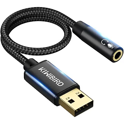 KiWiBiRD USB To 3.5mm Headphone Microphone Audio Jack Adapter TRRS 4-pole 1/8  • £6.99