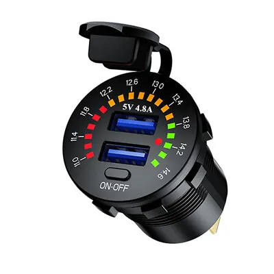 $11.91 • Buy Car Dual USB Phone Fast Charger Socket Adapter With LED Digital Voltmeter Switch