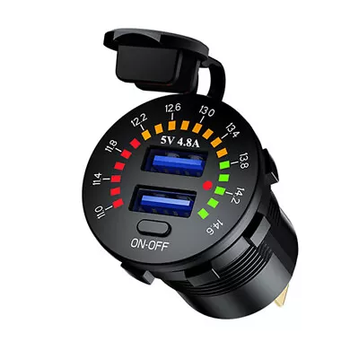 Car Dual USB Phone Fast Charger Socket Adapter With LED Digital Voltmeter Switch • $13.40