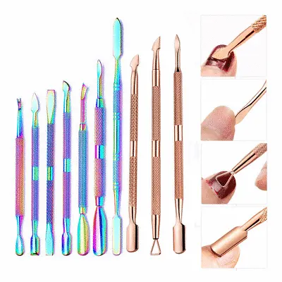 Double-ended Nail Art Cuticle Pusher Dead Skin UV Gel Remover Nail Tweezer Tool • $2.18