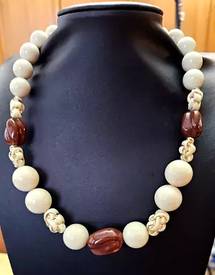 Vintage Cream/brown Beaded Choker Necklace      19  • $4