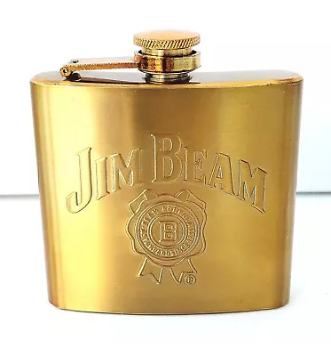 $10 • Buy Jim Beam Stainless Steel 5oz Hip Flask - Gold Colour