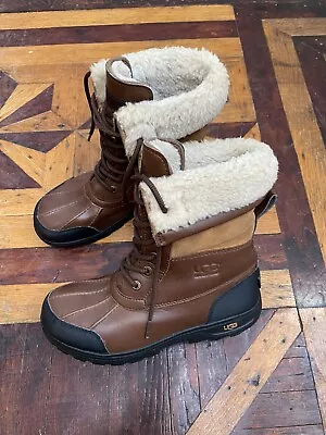 UGG Women's Adirondack Boot II Brown Leather Sheepskin Boot Size 5 • $54.99