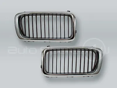 Chrome/Black Front Hood Grille PAIR Fits 1995-1998 BMW 7-Series E38 • $69.90