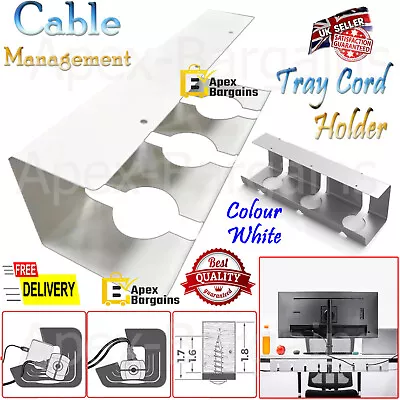 Cable Management Cord Holder Under Desk Wire Rack Tidy Storage Home Office Tray • £8.49